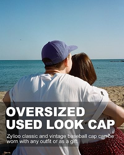 Zylioo XXL Baseball Cap for Big Heads Men Women, Washed Denim Dad Hat - color: Purple, size: X-Large-XX-Large