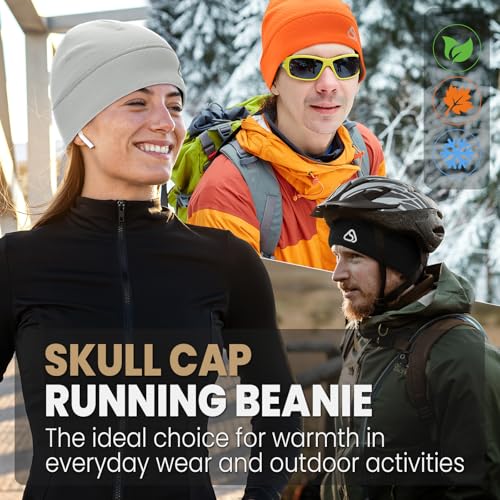 Skull Cap for Men Women Unidirectional Moisture Absorption & Sweat Wicking Quick-Dry Running Hat Beanie, Thermal Helmet Liner - color: Black