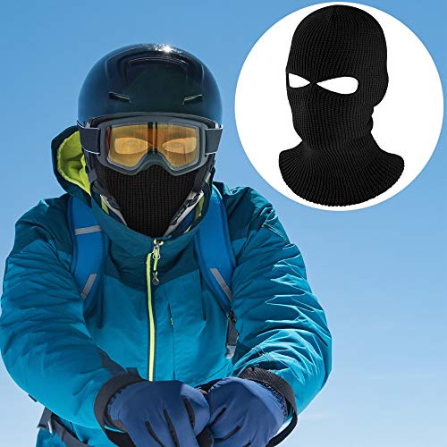 WILLBOND 2 Pieces Knitted Full Face Cover 2-Hole Winter Ski Balaclava Face Covering for Adult Supplies - color: Black, Grey