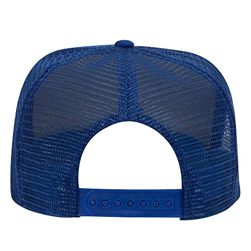 Ashen Fane Kids' Polyester Foam Front 5 Panel High Crown Mesh Back Trucker Hat - color: Royal