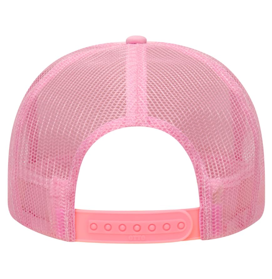 Otto Cap 5-Panel High Crown Mesh Back Trucker Hat - color: Pink