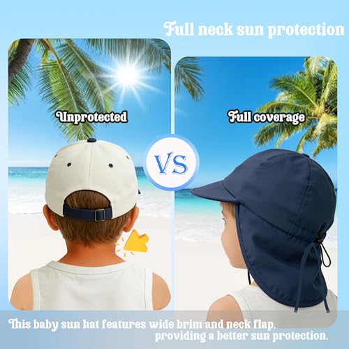 Baby Sun Hat with Neck Flap UPF 50+ Adjustable Baby Boys Girls Summer Beach Hat for Traveling Swim Hat - color: Army Green