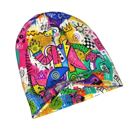 Beanie Hat for Men Women Slouchy Beanie Skull Sleep Cap Soft Lightweight Chemo Hat Stretch Cancer Headwear - color: Graffiti