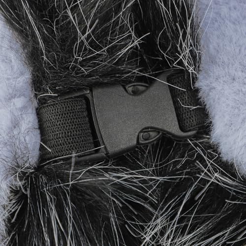 PURFUN Fuzzy Faux Fur Ushanka Russian Hat for Men Women, Winter Plush Full Hood Earflap Cap Cycling Ski Hunting Trapper Hat - color: Grey