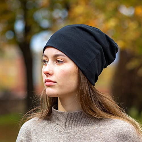 Tergy 4/10/12 Pieces Unisex Beanie Hats for Men Women Slouchy Beanie Hip-Hop Caps Lighweight Soft Skull Caps for Chemo Sleep - color: 4 Colors