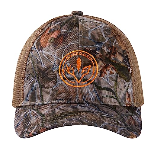 BASSDASH Altimate Fishing Hat Mesh Back for Men Women Adjustable Baseball Trucker Cap - color: Autumn Forest