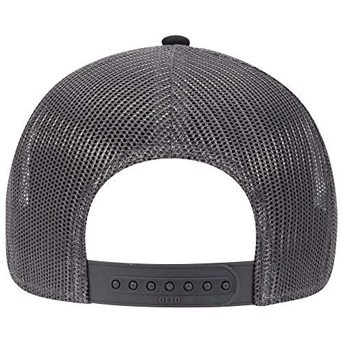 OTTO 6 Panel Low Profile Contrast Vertical Mesh Back Cap - color: Blk/Blk/Ch.gry