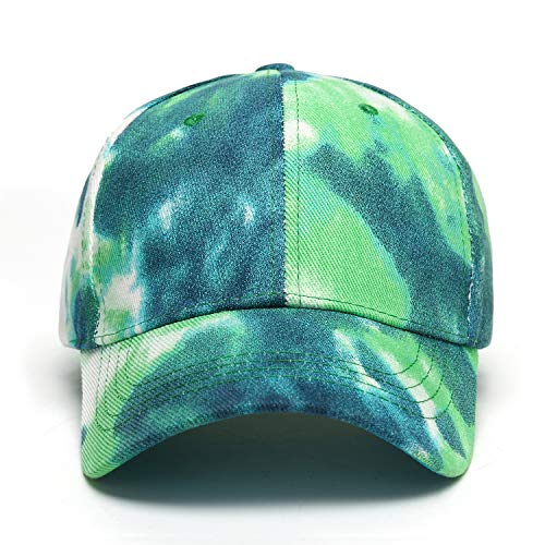 BEARUN Cotton Tie Dye Low Profile Cap Hiphop Baseball Cap Fashion Dad Hat - color: Blue Green