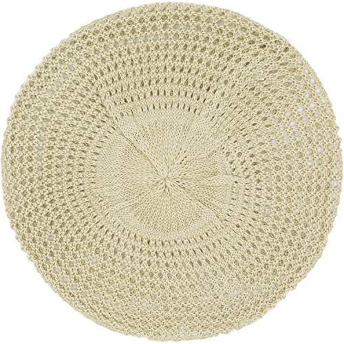 an Womens Lightweight Cut Out Knit Beanie Beret Cap Crochet Hat - Many Styles - color: Beige Open Knit