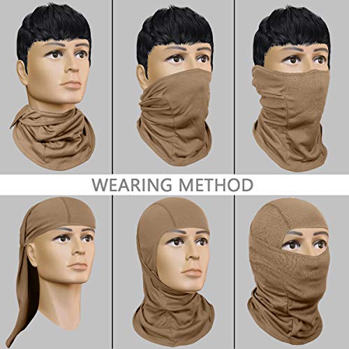 Achiou Ski Mask for Men and Women, Lightweight UV Balaclava Face Cover - color: Khaki
