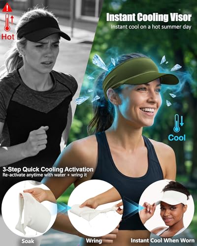 Cooling Stretchy Visor Hat for Women Men Summer Sports Sun Visors - color: Green