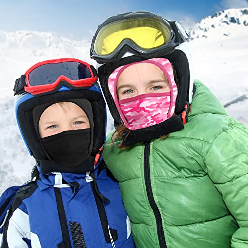 GoxRunx Kids Balaclava Ski Mask,Fleece Face Mask Neck Warmer for Boys Girls,Windproof Face Cover for Cold Weather - color: Pink Camouflage