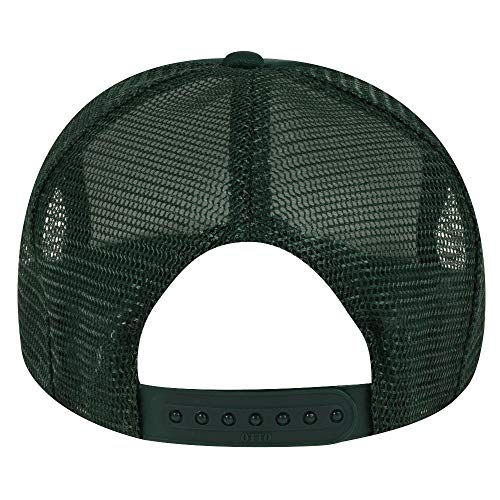 OTTO Polyester Foam Front Youth 5 Panel High Crown Trucker Hat - color: Dk. Green