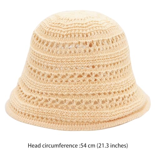 Women's Beach Bucket Hat Fisherman Cap Hollow Mesh Lightweight Breathable Sun Hat for Summer - color: Single Layer Beige