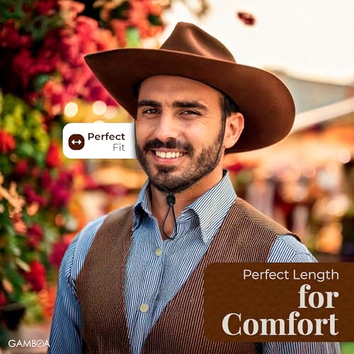 Gamboa Chin Strap for Hats - 100% Leather - color: Black
