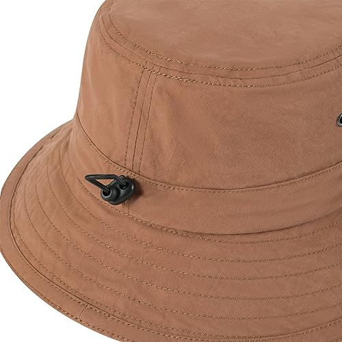 VOBOOM Men Cotton Washed Bucket Hat Packable Boonie Sun Protection Visor Cap - color: Brown