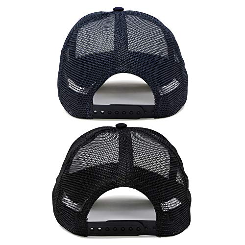 DALIX Two Tone Blank Trucker Hats Caps (2 for 1) - color: Black/Navy Blue