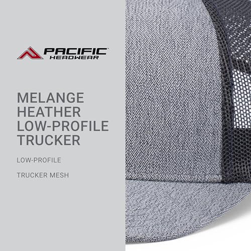 Pacific Headwear Melange Heather Low-Profile Trucker - color: Grey Heather/Navy/Grey Heather