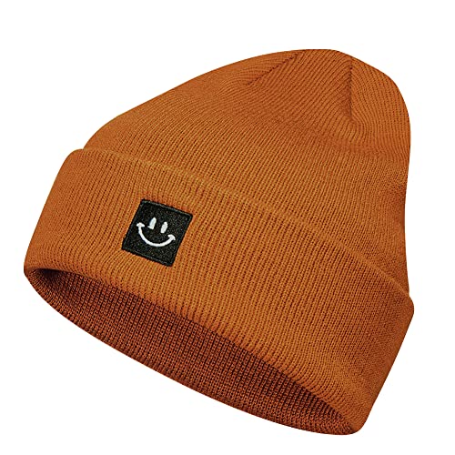 Knit Beanie Hat for Men/Women 2Pack - color: 2pack Dark Orange/Grey Apricot