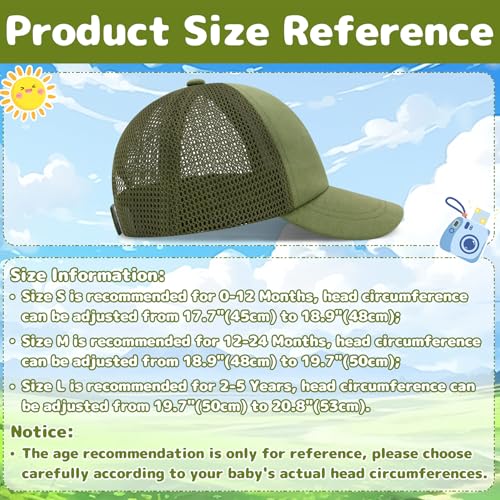 Olreco Baby Baseball Cap Toddler Baseball Hat with Mesh Infant Hat for Baby Boy Hats Toddler Ball Cap Kids Trucker Hats Girls - color: Green, size: 0-12 Months
