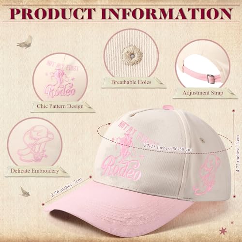 JaGely Two Tone Western Cowboy/Cowgirl Trucker Hat for Women Men Gift Vintage Embroidered Country Baseball Cap - color: Pink, style: Not My First Rodeo