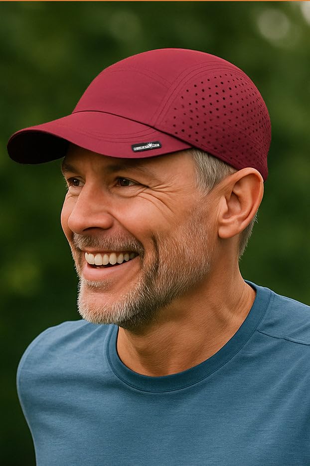 Unisex Adjustable Lightweight 5-Panel Laser Vented Running/Cycling/Active Cap - color: Slate Blue