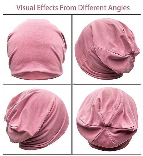 JarseHera 2 Pack Wider Slouchy Beanie for Men Women Oversize Chemo Headwear Large Baggy Skull Cap Cancer Caps Hats - color: 2 Pair,light Purple+dusty Pink-large