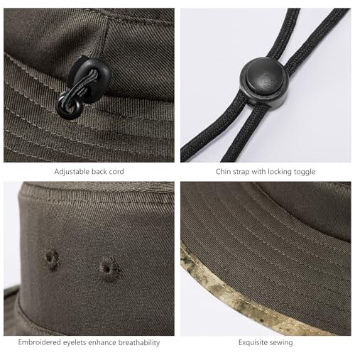 UPF 50+ Foldable Sun Hat Patterned Under Brim Bucket Hats for Summer Hiking Fishing Beach Safari Men Women - color: Brown, size: Large