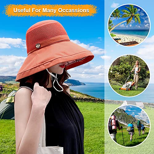 Women Wide Brim Sun Hats Metal Wired Edge Summer UV Protection Beach Fishing Hat for Hiking Garden Travel Chin Strap - color: M9163-jvse, size: One Size