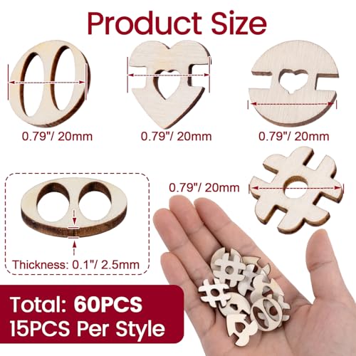 60pcs Wooden Hat Pom Poms Buttons, 4 Styles Removable Knitted Hat Button, Faux Fur Fastener Sewing Accessories for Crochet Knitting Beanies- Light Brown - color: Light Brown- 4 Styles-60pcs