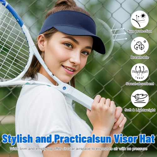 Sukeen Cooling Stretchy Sun Visor for Women Men UV Protection Cooling Hat - color: Navy Blue