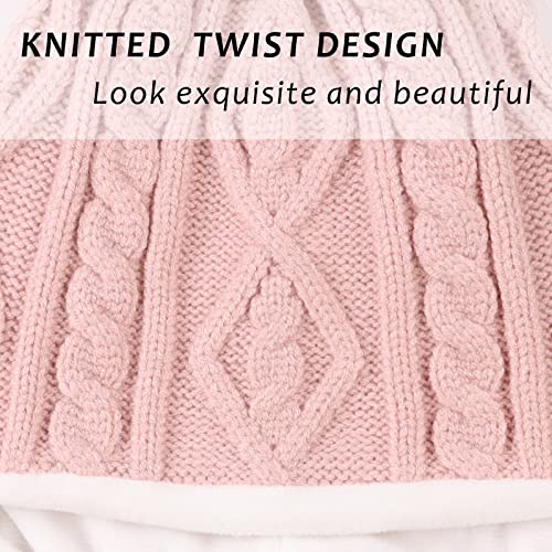 JANGANNSA Winter Baby Knit Hat Scarf Kids Boy Girl Hood Hat Toddler Beanie - color: Skin Pink, size: 6-36 Months