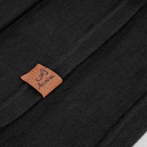 ACUSHLA 100% Merino Wool Neck Gaiter Men Women Winter Ski Face Mask Scarf - color: Black 210