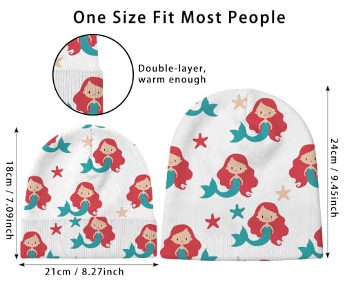 Kids Beanie Knit Hat Winter Unisex Cuffed Beanies Skull Cap Warm Double Layer Thick Acrylic Cute for Girls Boys - color: Mermaid