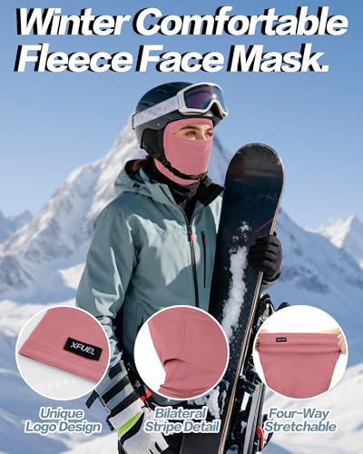 Ski Mask Balaclava for Men Women Windproof Thermal Winter Full Face Mask Cold Weather Skiing Snowboarding Neck Gaiter - color: Dark Pink