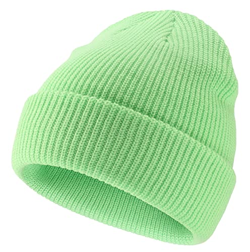 Connectyle Classic Double Layer Knit Beanie Hat Warm Thick Acrylic Winter Hats Daily Cuffed Beanies Watch Hat for Men Women - color: Green