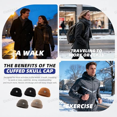 Soft Beanie Hat for Women Men Winter Knit Hat Roll-up Cuffed Harbour Hat Skull Cap Warm Swag Fisherman Ski Caps - color: Mg-zzm2590-black