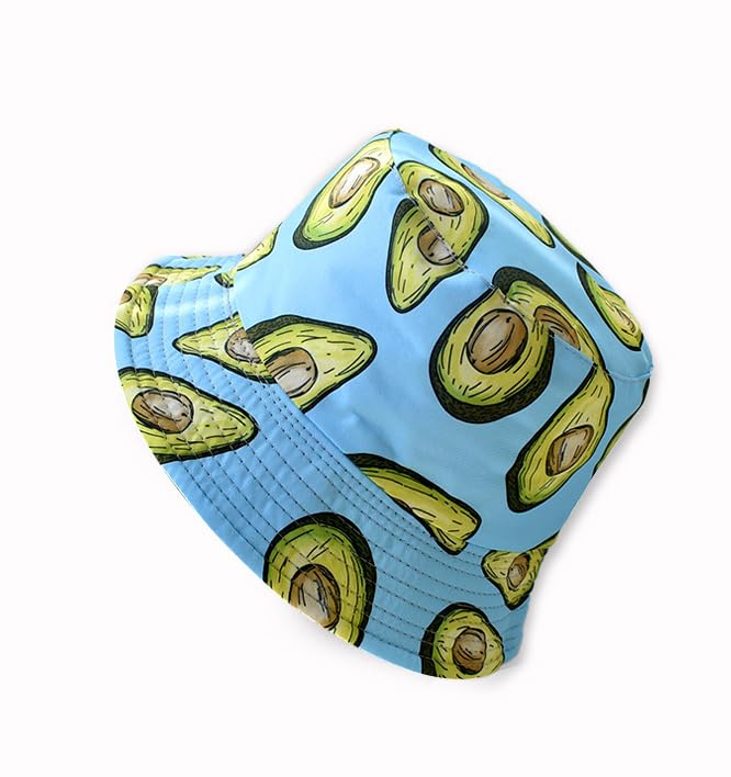 Unisex Reversible Bucket Hat, Avocado, Packable Lightweight, Summer Beach Sun Hat - color: Blue
