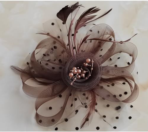 Fascinators Hat for Women Tea Party Headband 20s 50s Pillbox Headwear Cocktail (One Size, Coffee) - color: Coffee