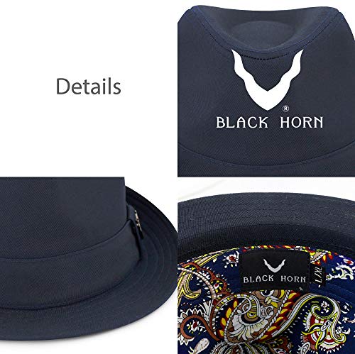 The Hat Depot Premium Paisley Lining Unisex Fedora Hat - color: 1. Premium - Navy, size: Small-Medium