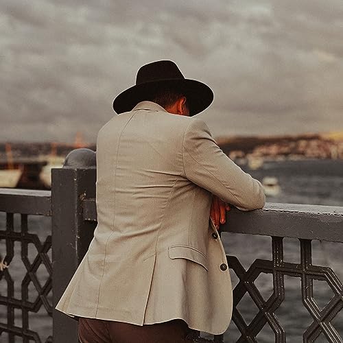 Fedora Hats for Men Wide Brim Panama Hat with Classic Belt - color: Forest-green