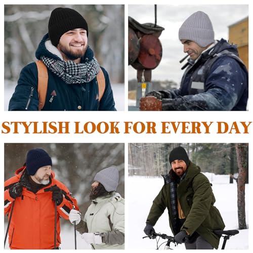 Winter Cozy Plush Beanie Hats for Men Women, Windproof Earflap Hat Warm Knit Cold Proof Ski Hunting Cycling Caps