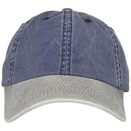 E BY ELIDAN Classic Dad Hat Cotton, Low-Profile Plain Baseball Cap, Adjustable, Breathable and Packable - color: Navy Grey (Vintage Wash)