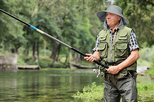 Catalonia Sun Hat for Men,Outdoor Wide Brim Hat with Neck Flap Cover for Fishing Hiking Safari Gardening - color: Grey / Side Mesh