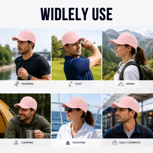 Quick Dry Baseball Cap Curved Brim Snapback Hat Mesh for Men Women - color: Pink