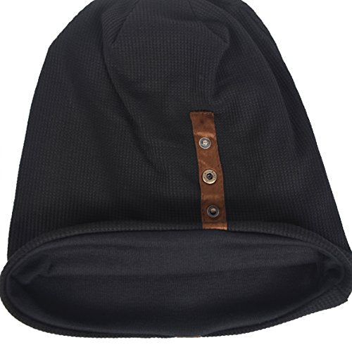 Mens Slouchy Beanie Oversize Knit Skull Cap Long Baggy Hat - color: 020black
