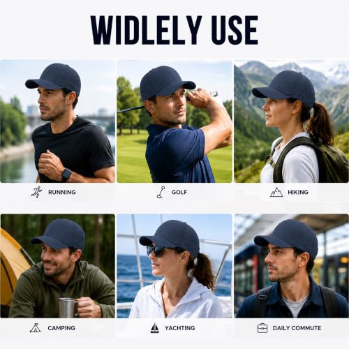 Quick Dry Baseball Cap Curved Brim Snapback Hat Mesh for Men Women - color: Navy*4