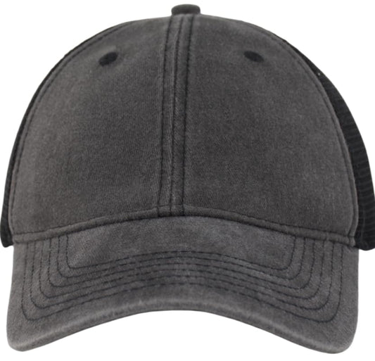 Vintage Washed Soft Crown Baseball Cap Plain Snapback Trucker Hat Men Women Adjustable Distressed Mesh-Back Ball Cap - color: Black, size: One Size
