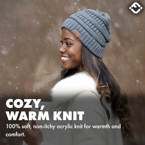 Funky Junque Adult Winter Beanie Slouchy Knit Skull Cap - color: Charcoal