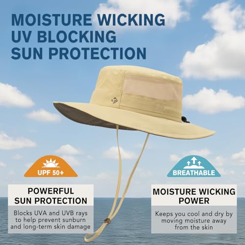 TOP-EX Wide Brim Sun Hat for Women & Men, Foldable for Travel, S/M to XXL - color: Beige, size: X-Large-XX-Large